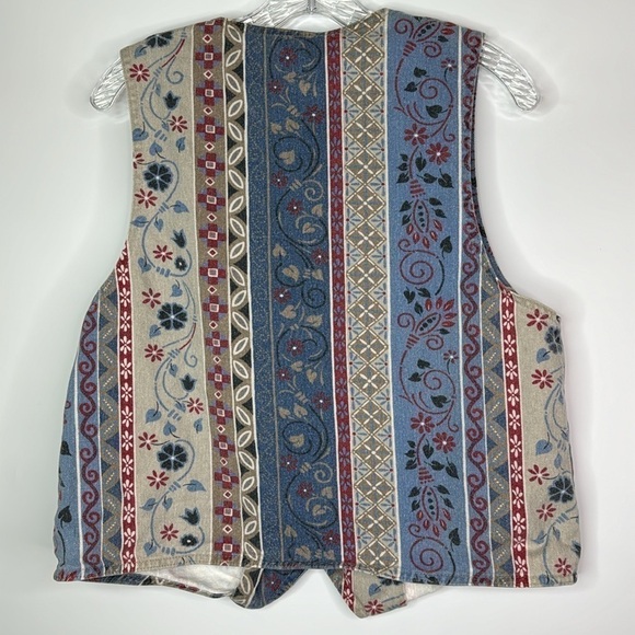 Vivaldi Jeanswear Floral Vest Size Large USA 90s - Picture 2 of 4